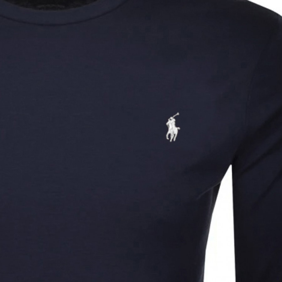 Alternative Image for ProductRalph Lauren Long Sleeved Crew Neck T Shirt Navy3